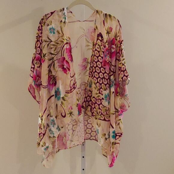 Unbranded Tops - Velvet Burnout Kimono Top Floral Boho O/S Sheer